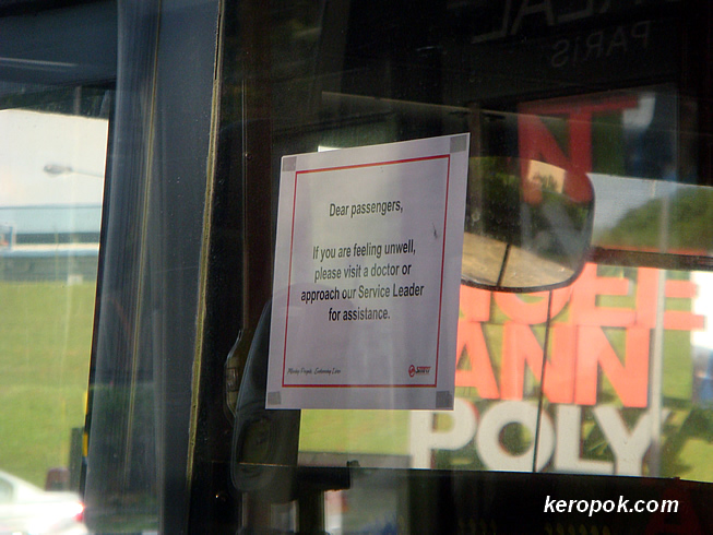SMRT Bus notice: If you are sick go see a doctor. lol..