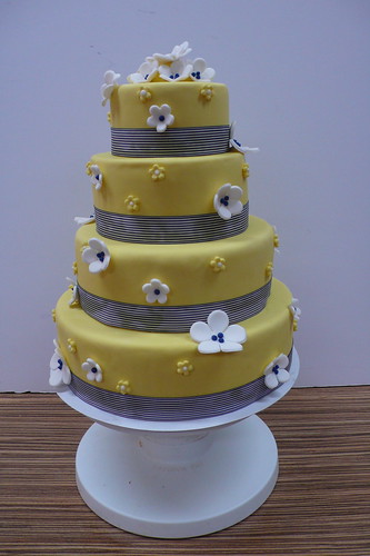 Classic Yellow Navy wedding cake