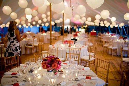 The centerpieces varied from a single multicolored arrangement to three 