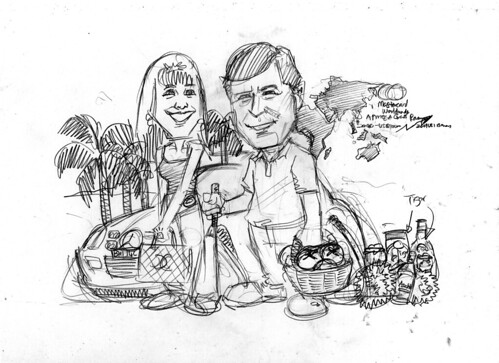 Couple caricatures for Mastercard Mr & Mrs Sekulic pencil sketch 2