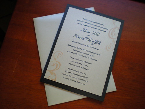 Laura and Daniel Black Shimmer Pocketcard wedding invitations