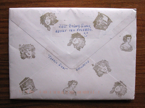 Lady-head stamped envelope, back