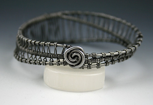 black annealed steel bangle bracelet