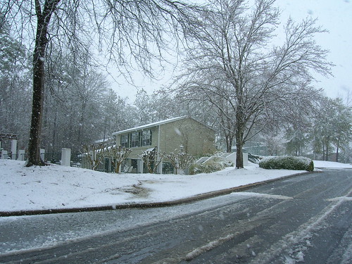 The office building in the snow,
