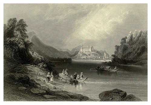 013-Grein a orillas del Danubio-al fondo el castillo Greinburg 1844