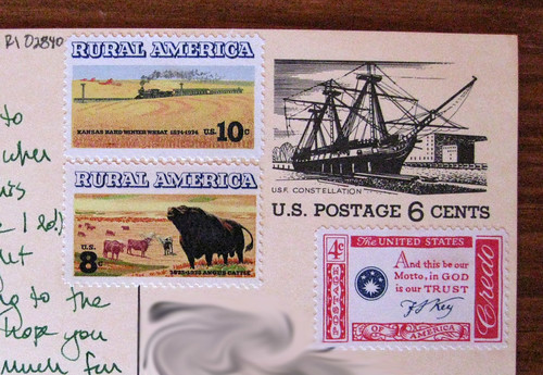 Vintage postcard + vintage stamps