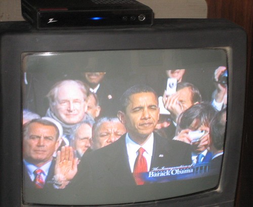 Watching Barack Obama taking the oath