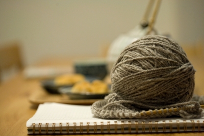 some knitting on the table, too