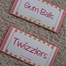 Pink Striped Custom Tags/Labels for Wedding Candy Buffet