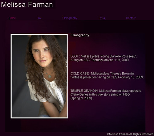 página web de Melissa Farman