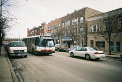 Westbound CTA Route # 78 Montrose Avenue bus. Chicago Illinois. January 2006.