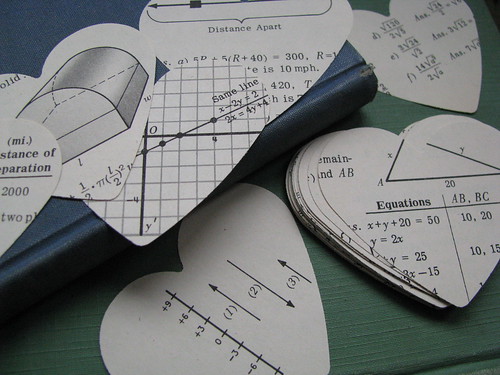 I Heart Algebra. Hand Punched Hearts From 1960 McGraw Algebra Textbook por buppins.