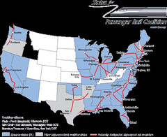 High Speed Rail map, States for Passenger Rail Coalition