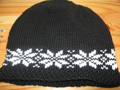 black and white snowflake hat