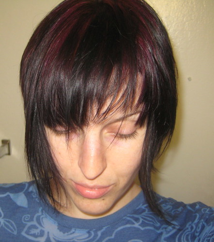 black hair with purple highlights. lack hair with purple highlights. blonde hair purple highlights.