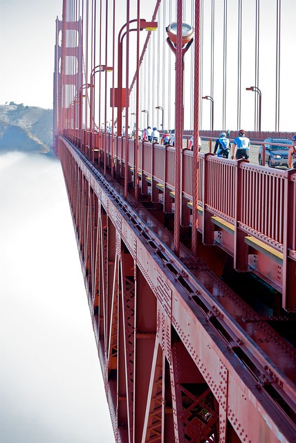 Bridge over creamy fog