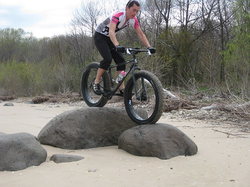 Cale riding some rocks.