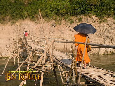 Luang Prabang Monk Crossing Bridge