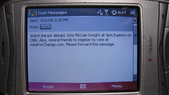 Barack Obama Text Message - 09/26/08 - Watch Barack Debate John McCain by DavidErickson