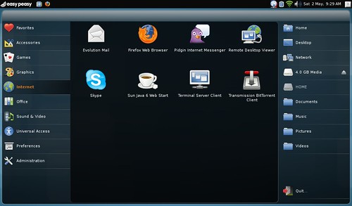 Screenshot of Easy Peasy Linux for netbooks