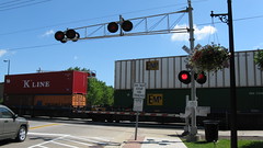 Southbound Canadian Pacific intermodal train crossing Shermer Road. Northbrook Illinois. June 2009.