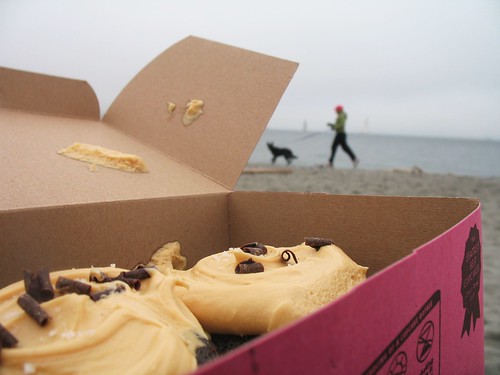 salted caramel cupcakes on the shore