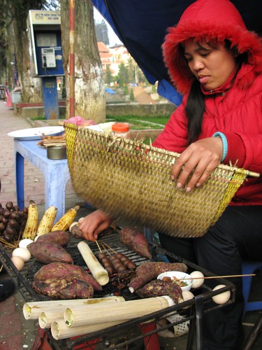 Fanning the grill coals, Sapa, Vietnam