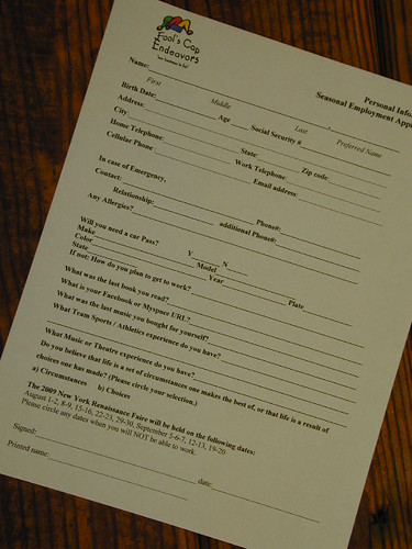 image of a paper job application.