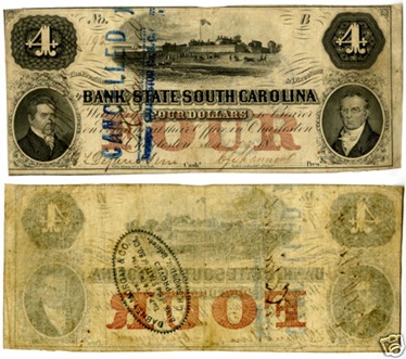 South Carolina Four Dollar note