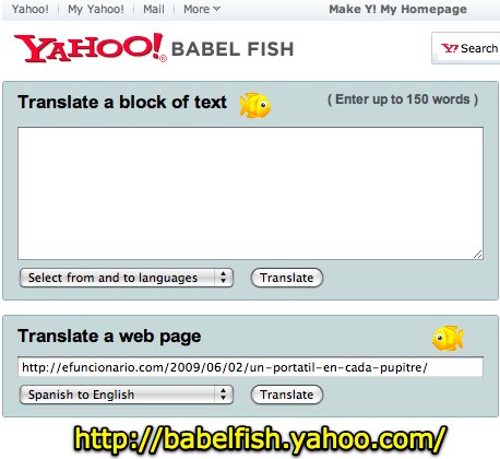 Yahoo! Babel Fish - Text Translation and Web Page Translation