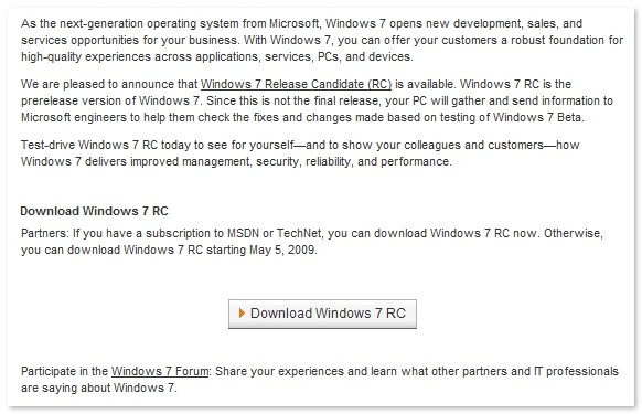 윈도우 7 RC 출시는 5월 5일 유력