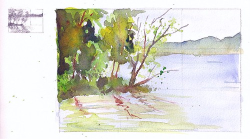 Steve Penberthy - Watercolor Landscape Sketch :: Lake 1
