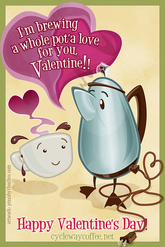  Percolator-n-coffee cup (kawaii cute) Valentine's Day Card 