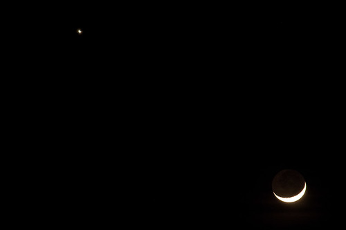 Moon and Venus, close up.