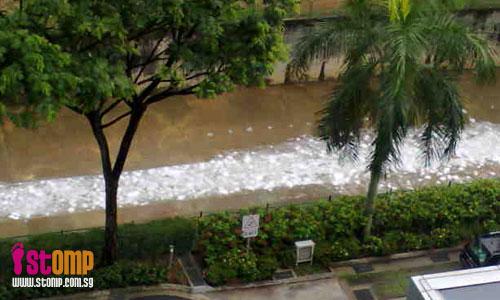 Foam river in Toa Payoh North Canal