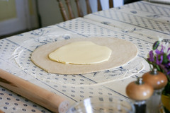 Helen shows us how to roll croissant dough