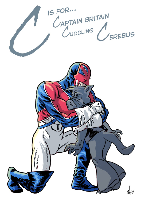 C is for... Captain Britain Cuddling Cerebus