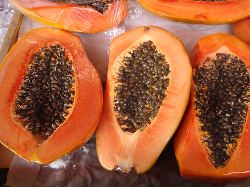 Papayas at a West Indian market, Classon Ave., Brooklyn
