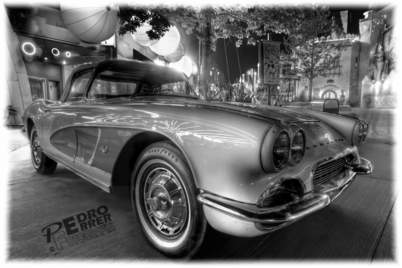 Corvette 60`s vintage car at Annette's - Disney Village - Paris