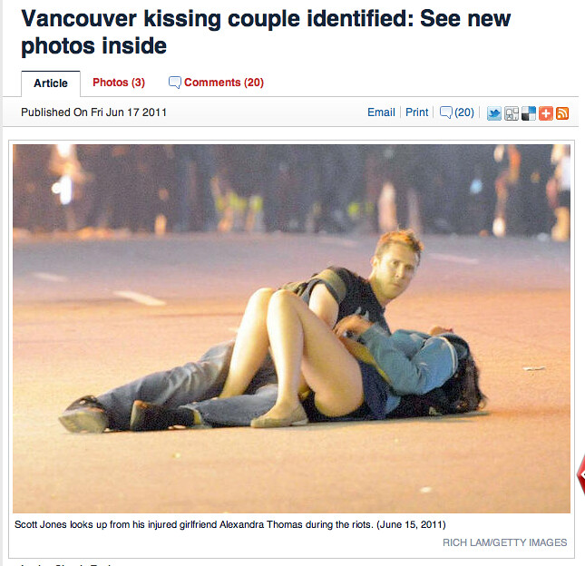 Scott Jones & Alexandra Thomas - Kissing Couple in Vancouver Riot identified