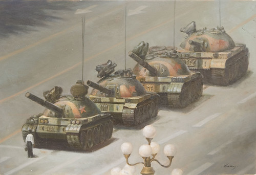 Tiananmen Square: The man and the white lights will be painted or not?