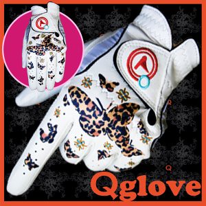 Qglove Golden leopard Butterfly ladies golf gloves by Qglove Golf Gloves Fashion.