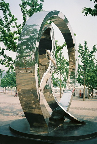 Shiny flight sculpture in Olympic Park, Beijing