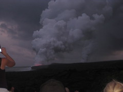 Lava entering the ocean