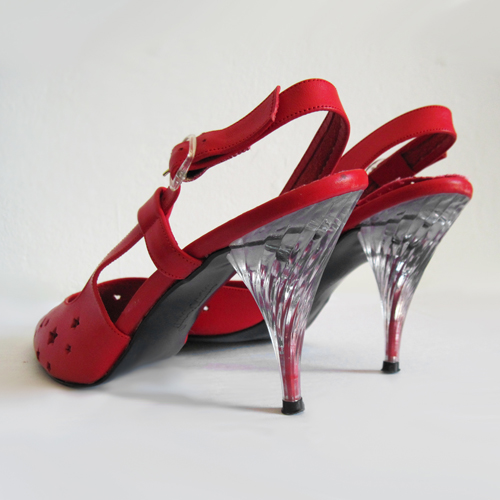 red vintage 1980s kenneth cole lucite heels