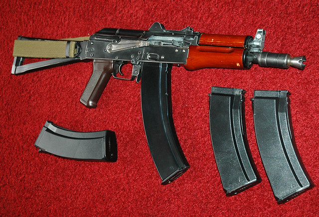 Kalash AK74U airsoft gun with hicap mags. My 'weathered' Kalash AK74U with 