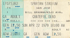Grateful Dead ticket for Brent's first show: 4/22/79 Spartan Stadium, San Jose, California [borrowed from www.psilo.com]