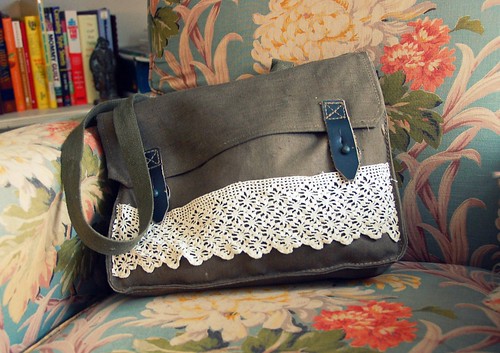 canvas and lace (upcycled) camera bag