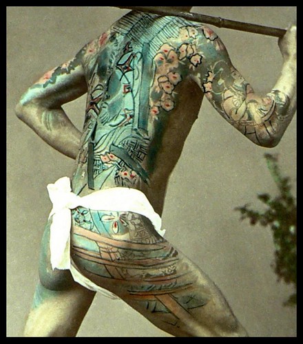 men with japanese tattoo fullbody picture