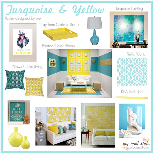 yellow and turquoise color schemes for a wedding